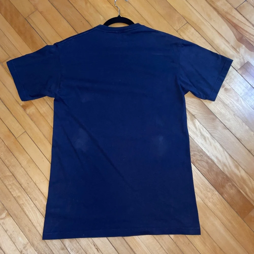 Polo Ralph Lauren Vintage Graphic Tee USA Flag Logo Spell Out Navy Medium